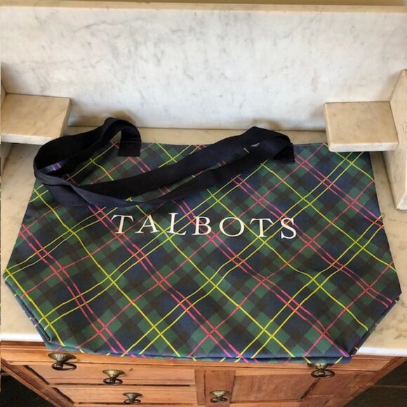 TALBOTS Tartan Plaid Extra Large Market Tote Reusable Shopping Bag - Picture 4 of 15